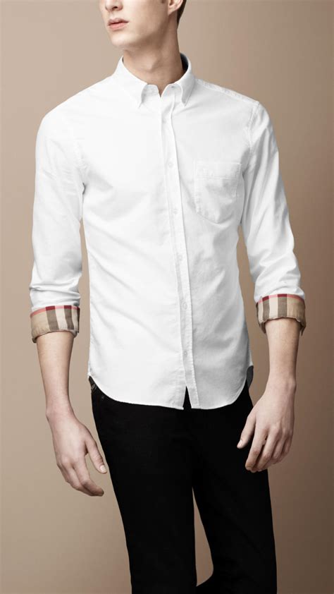 white burberry tshirt|Burberry white button down shirt.